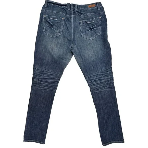 Lolo Skinny Jeans Womens Sz 14 Blue Distressed Studded Hi-Rise Medium Wash - Picture 2 of 16